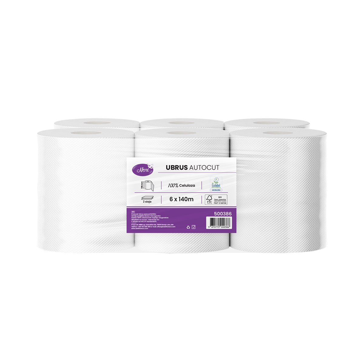 NeNi Autocut Handtuchrolle, 2-lagig, 100 % Zellulose