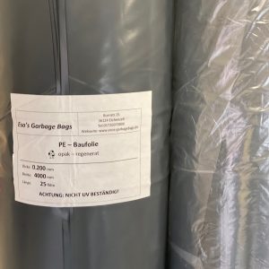 PE – Baufolie Breite 4m,GRAU, Länge 25lfdm, Dicke 200my